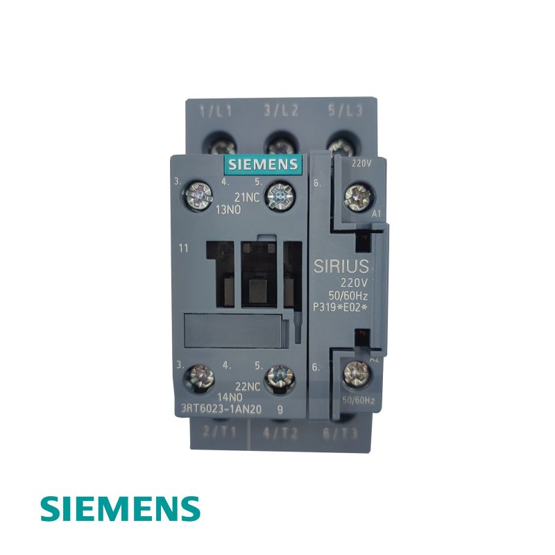 Siemens 3RT6023-1AN20 SIRIUS 3-Pole Power Contactor 9A AC-3 4kW 400V 220V AC Coil 1NO+1NC Screw Terminal