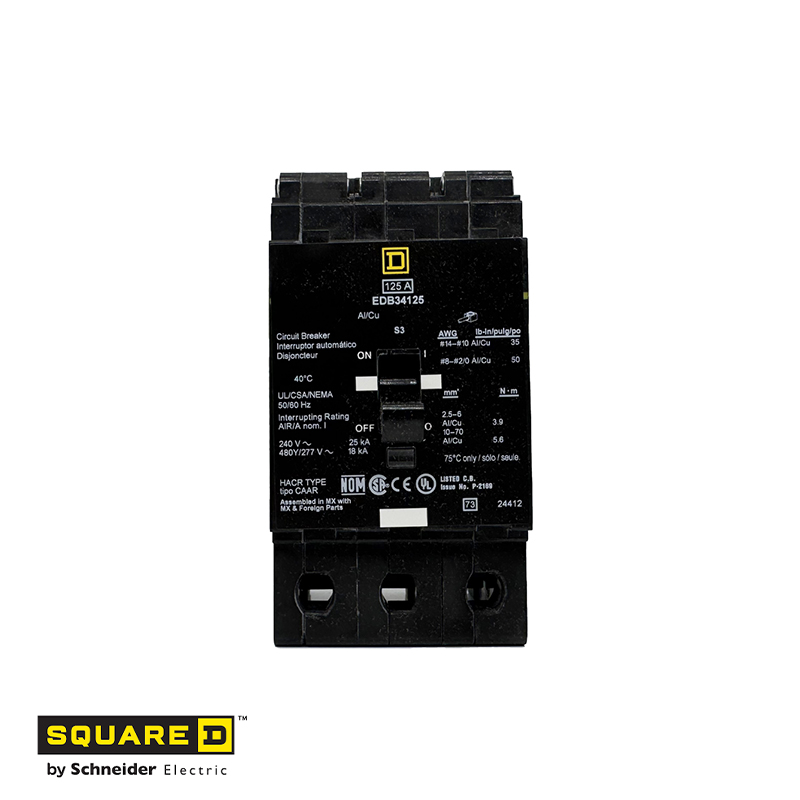 EDB36125 PowerPacT E Thermal-Magnetic Circuit Breaker 125 A 3-Pole 600 VAC 14 kA