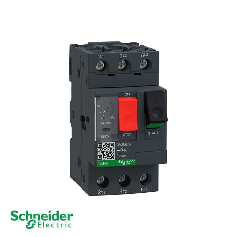Schneider Electric Telemecanique GV2ME32 Motor Circuit Breaker – 32 Amp, 3-Pole, 600V Max, Manual Starter, For Motor Protection