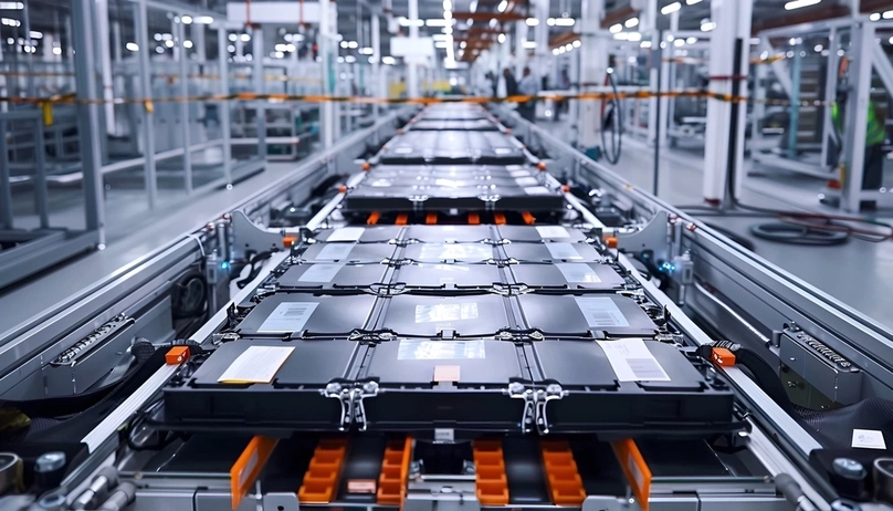 Inductive proximity sensors ensure precise metal component detection and alignment during the automated assembly process.