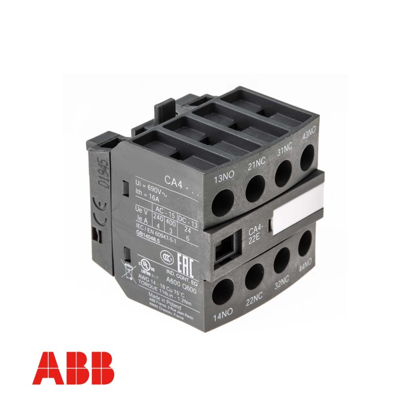 ABB CA4-22E 4-Pole Auxiliary Contact Block (2NO + 2NC) for AF & A Series Contactors