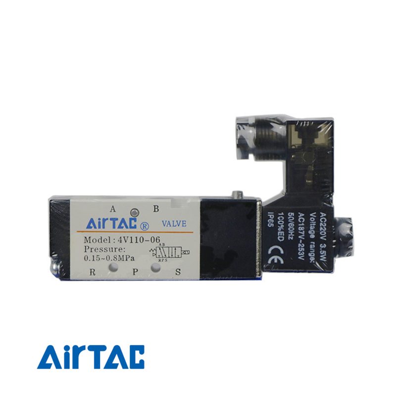AirTAC 4V Series AC220V Pneumatic Solenoid Valve 5/2 5/3 Way Directional Control Valve