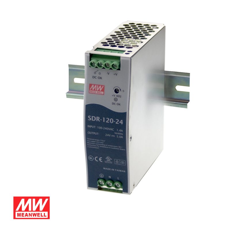 MEAN WELL SDR-120-24 DIN Rail Power Supply 120W 24V 5A with PFC