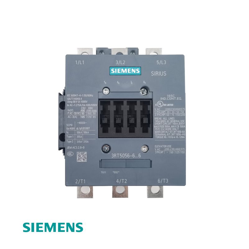 Siemens 3RT5056‑6AM36 SIRIUS Power Contactor – 185A, 3‑Pole, 90kW @ 400V (AC‑3)