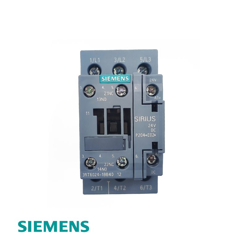 Siemens 3RT6024-1BB40 SIRIUS 3-Pole Power Contactor 12A AC-3 5.5kW 400V 24V DC Coil 1NO+1NC Screw Terminal