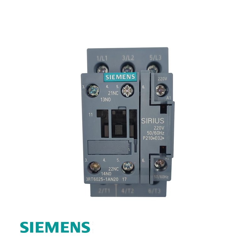 Siemens 3RT6025-1AN20 SIRIUS 3-Pole Power Contactor 17A AC-3 7.5kW 400V 220V AC Coil 1NO+1NC Screw Terminal S0