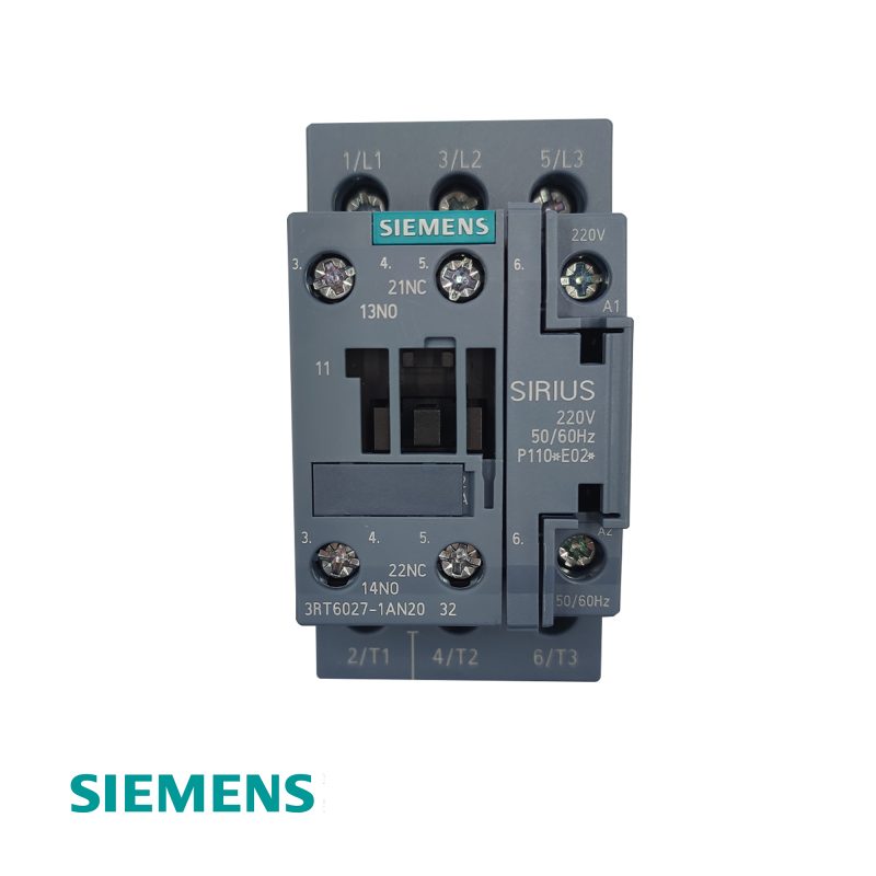 Siemens 3RT6027-1AN20 SIRIUS 3-Pole Power Contactor 32A AC-3 15kW 400V 220V AC Coil 1NO+1NC Screw Terminal S0
