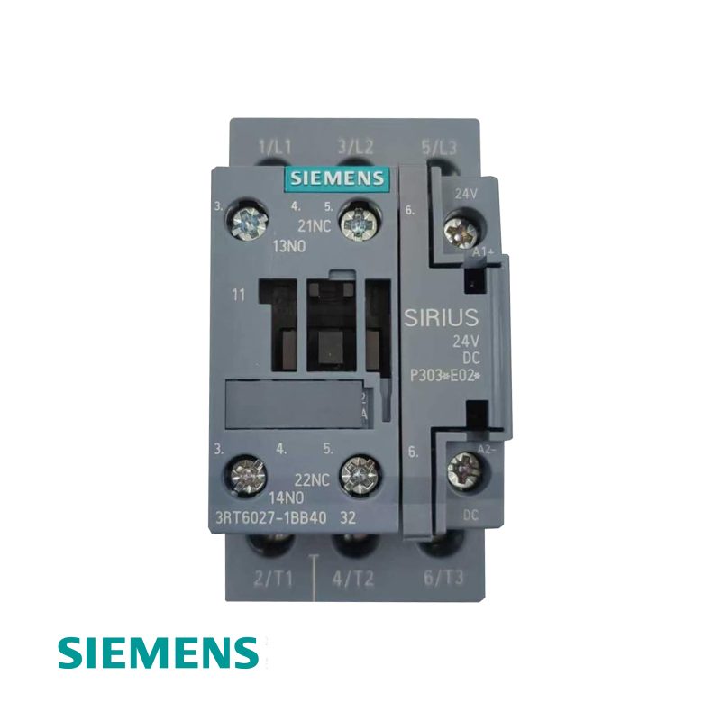 Siemens 3RT6027-1BB40 SIRIUS 3-Pole Power Contactor 32A AC-3 15kW 400V 24V DC Coil 1NO+1NC Screw Terminal S0