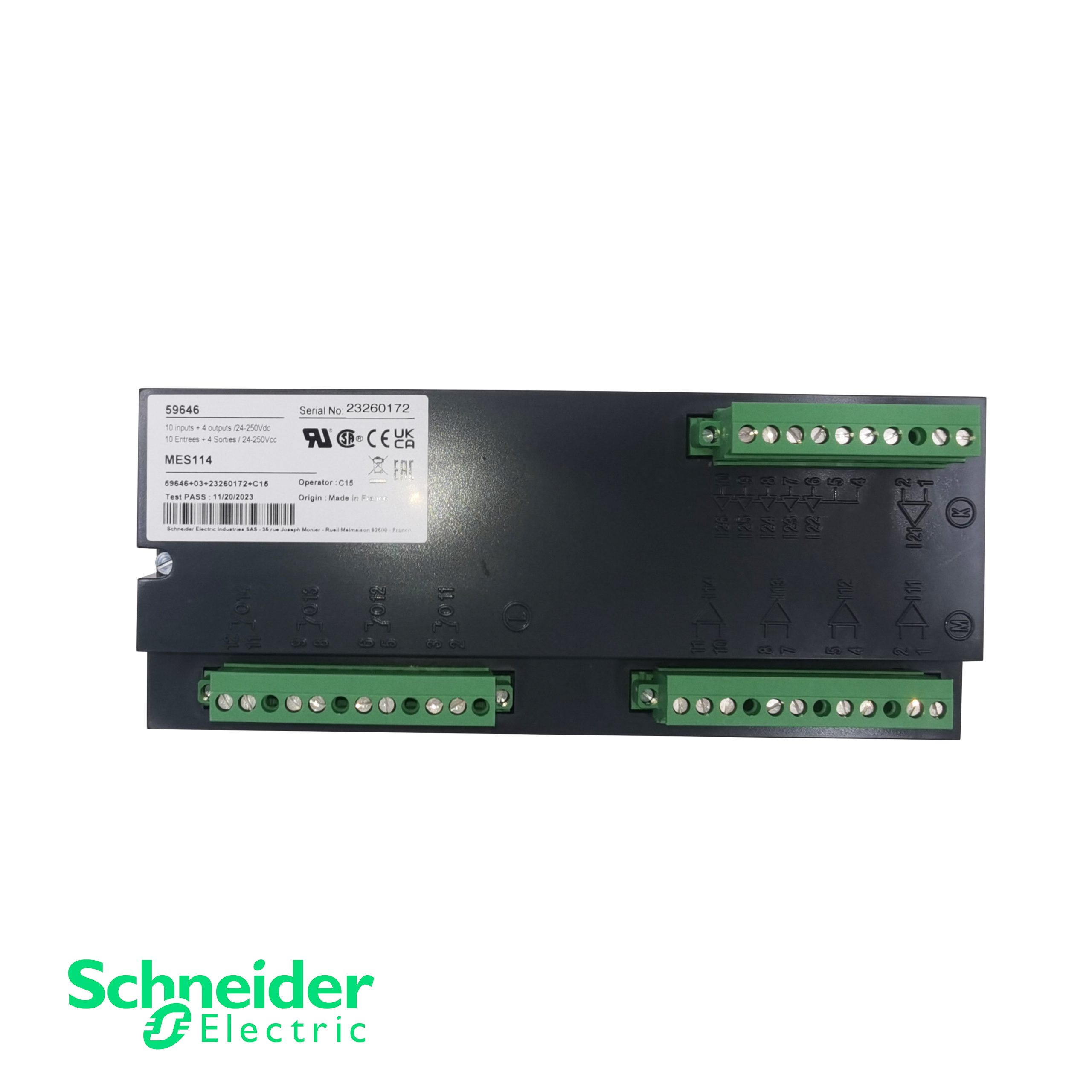 Schneider Electric 59646 MES114 I/O Module – 10 Digital Inputs + 4 Digital Outputs, for Sepam 20/40 Relays