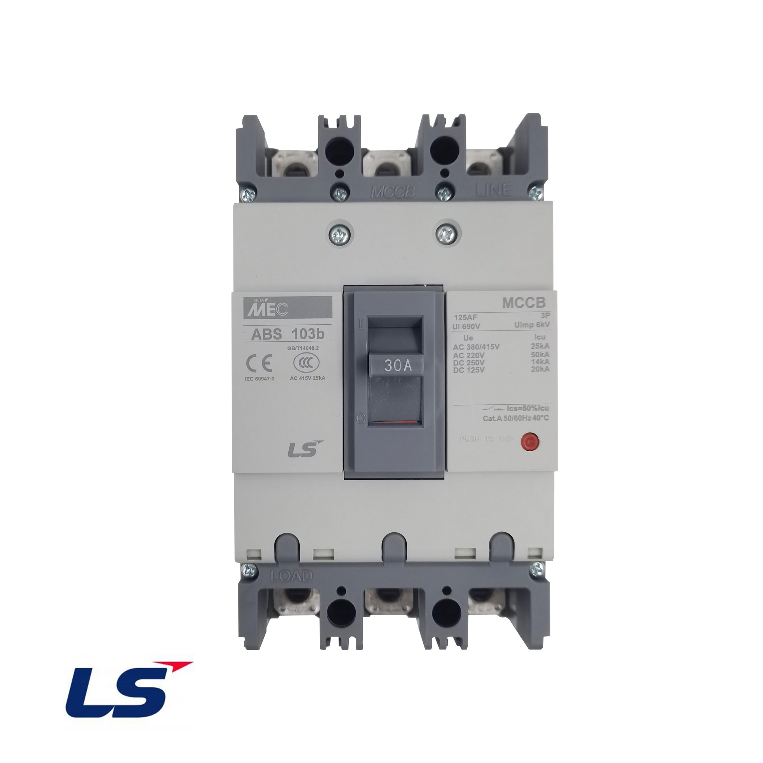 Pemutus Litar Kes Acuan LS Electric ABS103b 3P 30A – Kerangka 100A, 25kA @ 415V