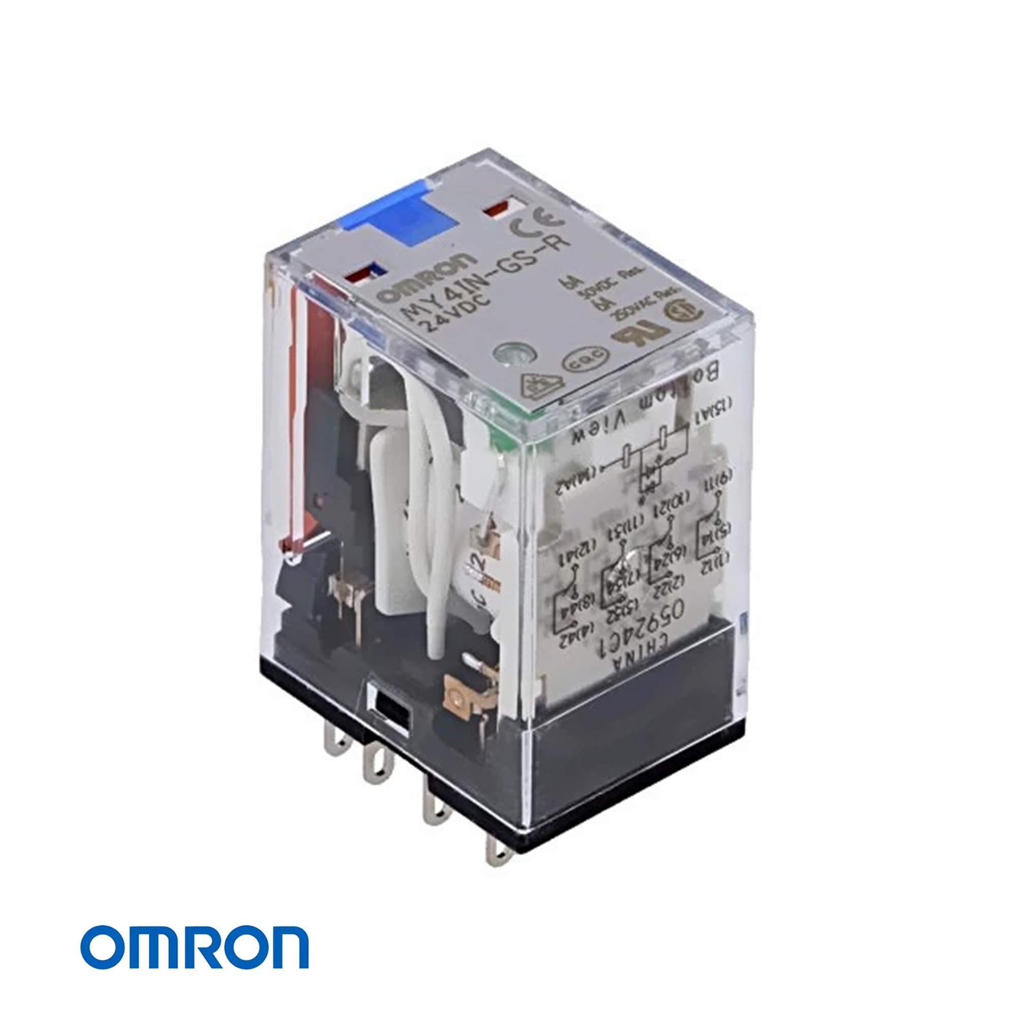 OMRON MY4IN-GS-R DC24 14-Pin 4PDT Miniature Power Relay with LED Indicator