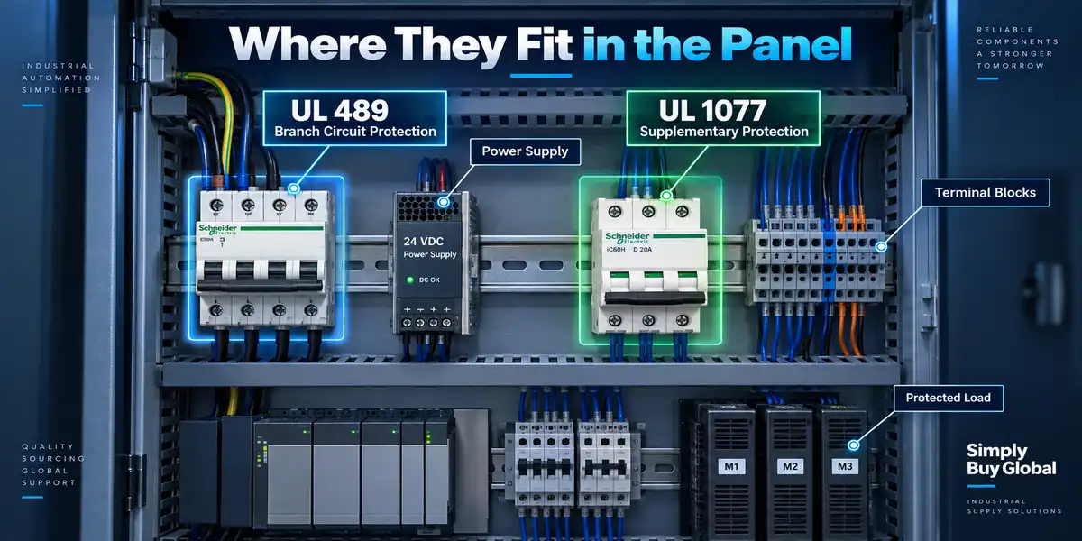 Elektrik panelinde UL 489 ve UL 1077 kesici konumları