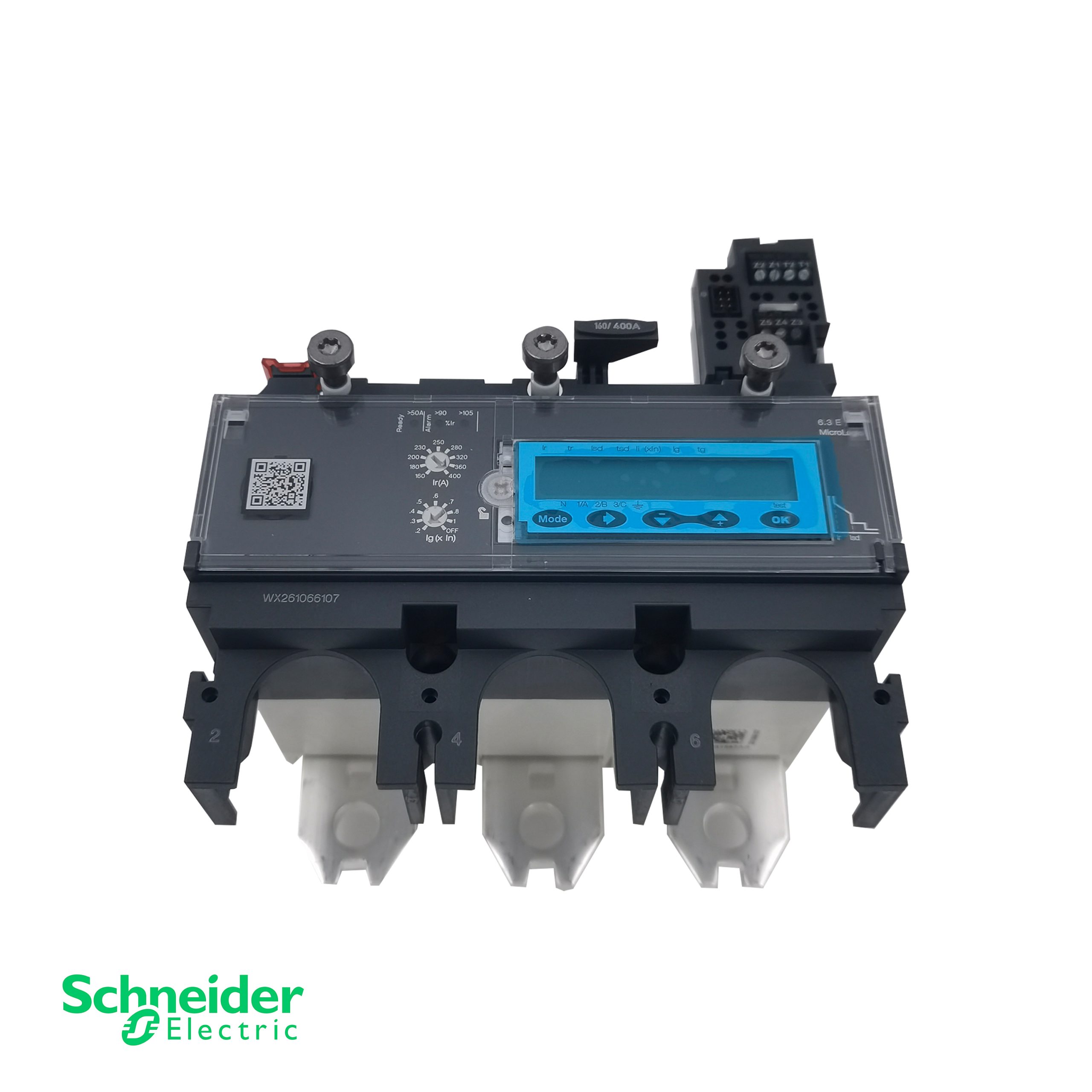 Schneider Electric C4036E400 Unità di sgancio MicroLogic 6.3E – ComPacT NSX400/630, 400A, 3 poli, protezione LSIG con misurazione dell'energia