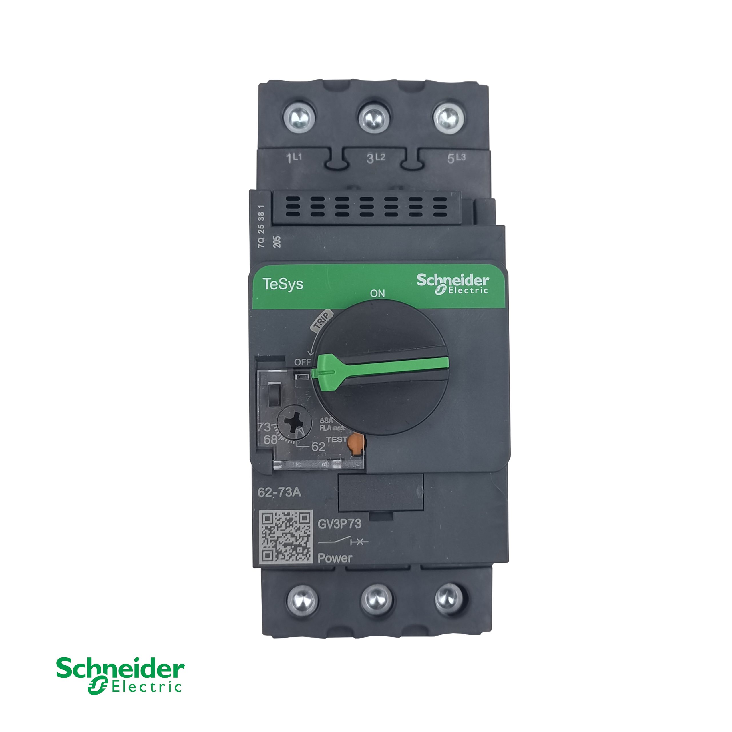 Schneider Electric GV3P73 TeSys GV3 Автоматический выключатель для защиты двигателя – 73А, 3‑полюсный, 37кВт @ 400В, тепломагнитная защита