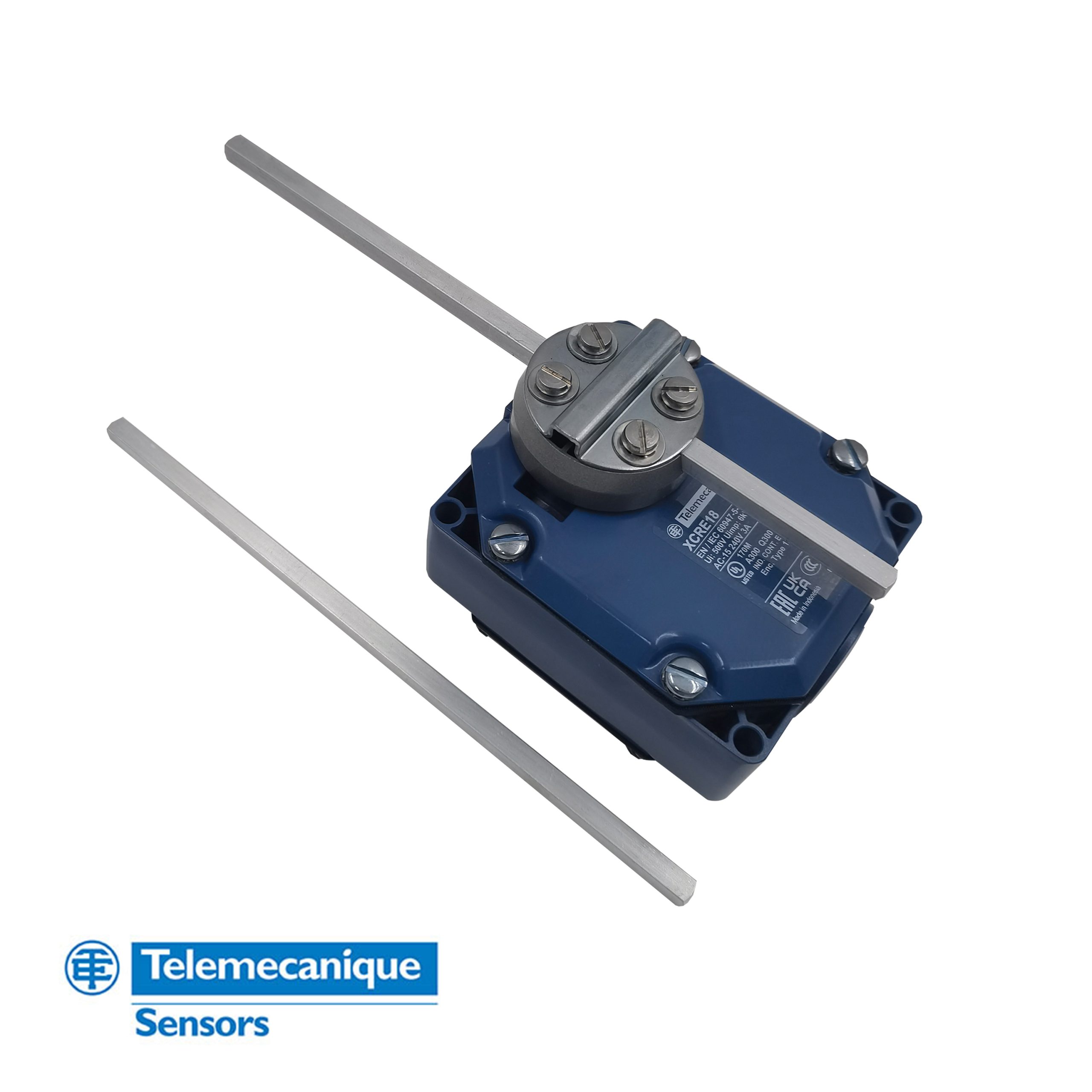 Telemecanique XCRE18 OsiSense XC Limit Switch – 2×(1NC+1NO), Crossed Rod Lever, Snap Action, Metal Body, IP54
