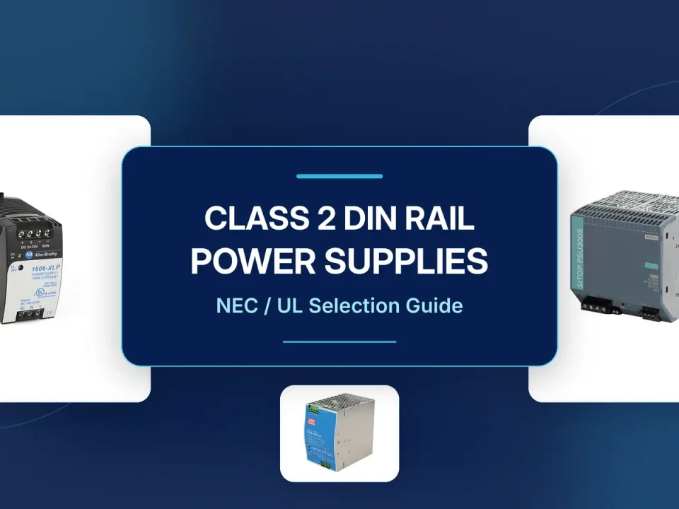 Allen-Bradley, Siemens and MEAN WELL DIN rail power supplies.