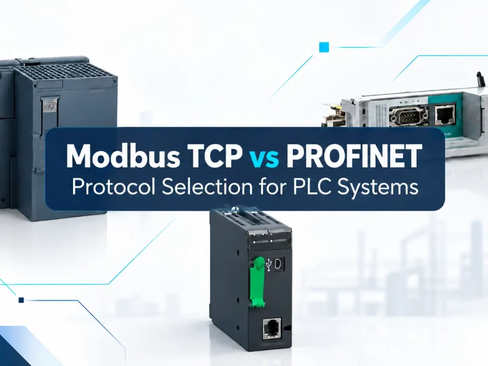 PLC controllers illustrating Modbus TCP VS PROFINET protocol selection.