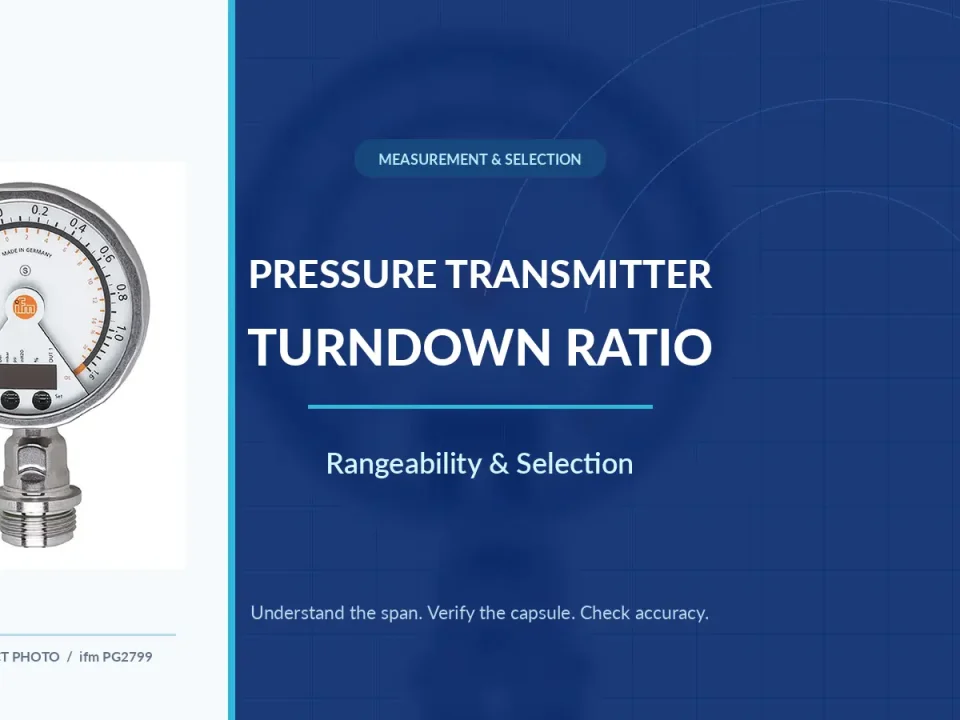 ifm pressure sensor illustrating a transmitter turndown ratio guide