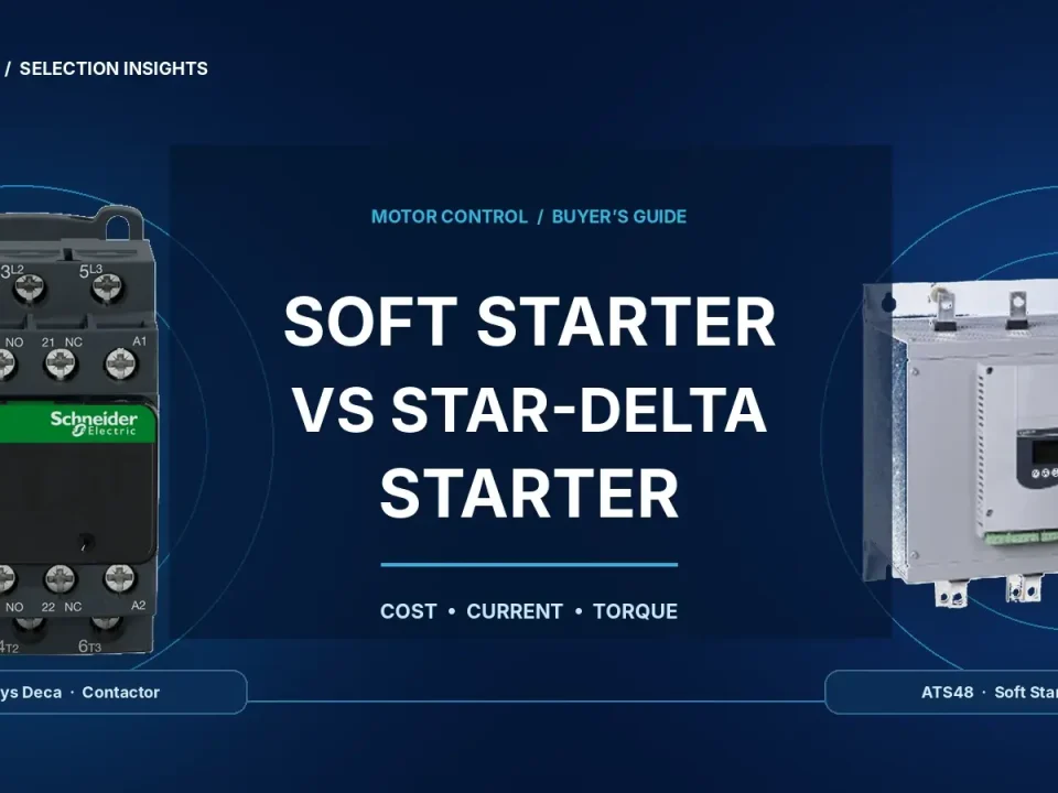 Schneider contactor and ATS48 soft starter comparison.